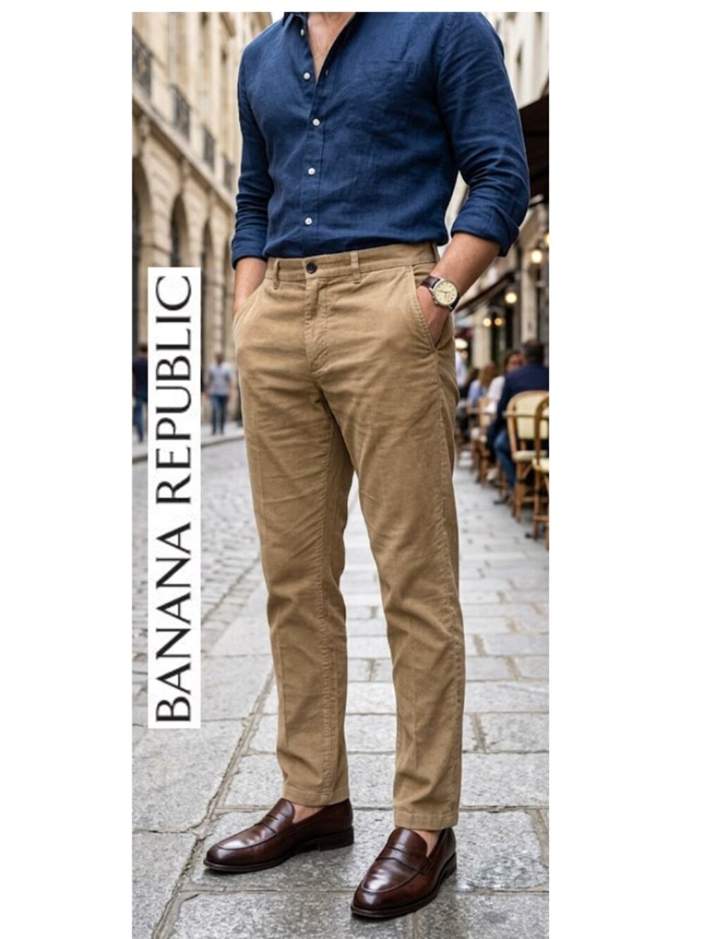 BANANA REPUBLIC - (34 x 32) Men's tan coloured Gavin cotton pants